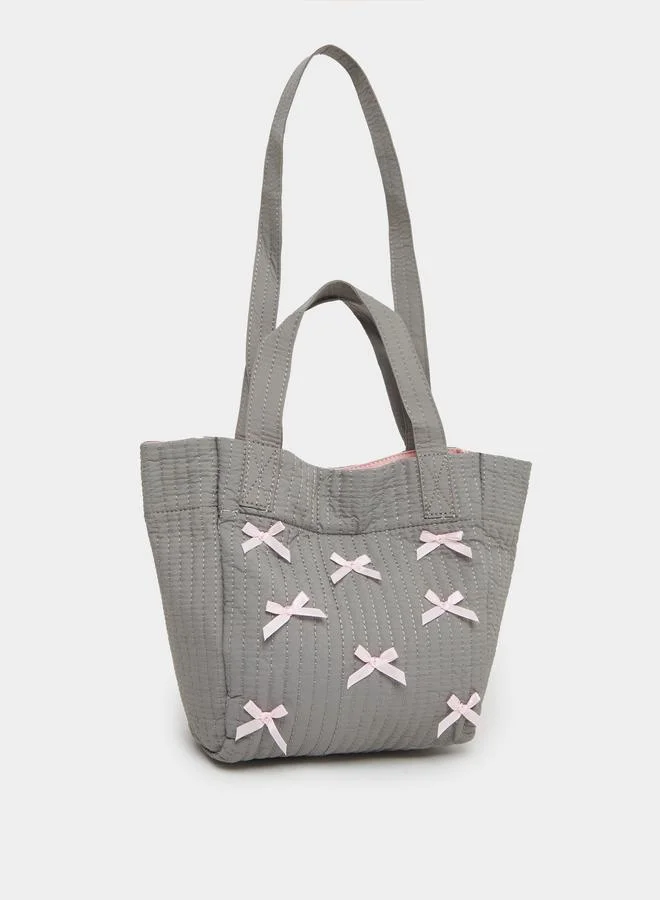 ستايلي Styli Ribbon and Stitch Detail Tote Bag