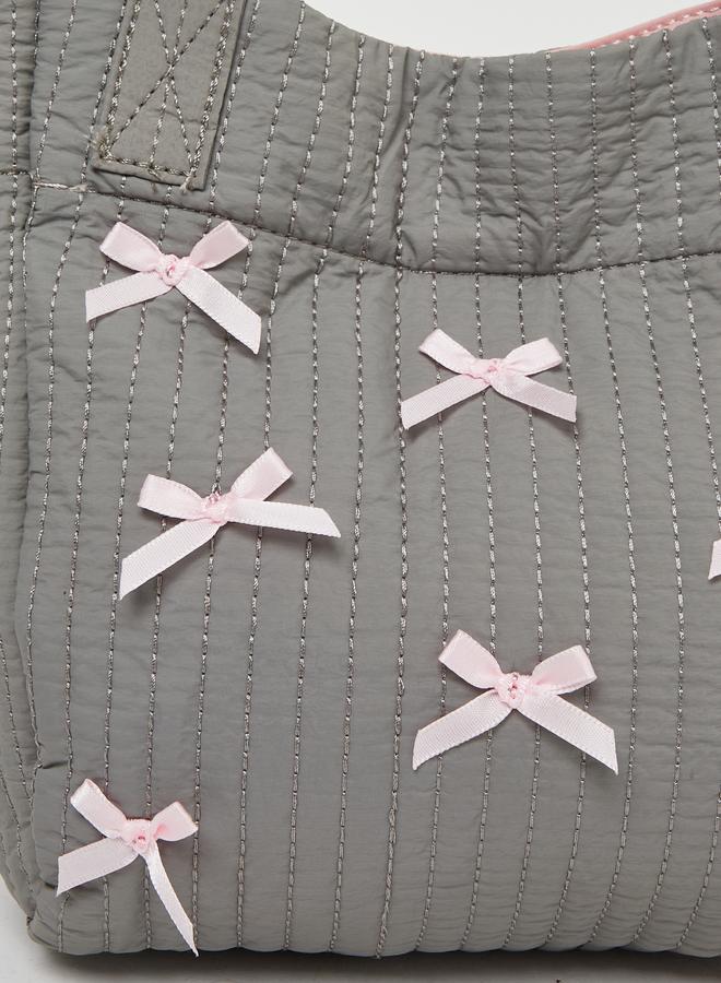 Styli Ribbon and Stitch Detail Tote Bag - Image 3