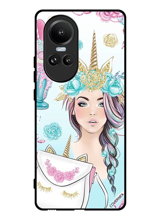 Covernex Protective Case Cover For Oppo Reno10 Eyelashes On Bag & Unicorn Girl - Image 1