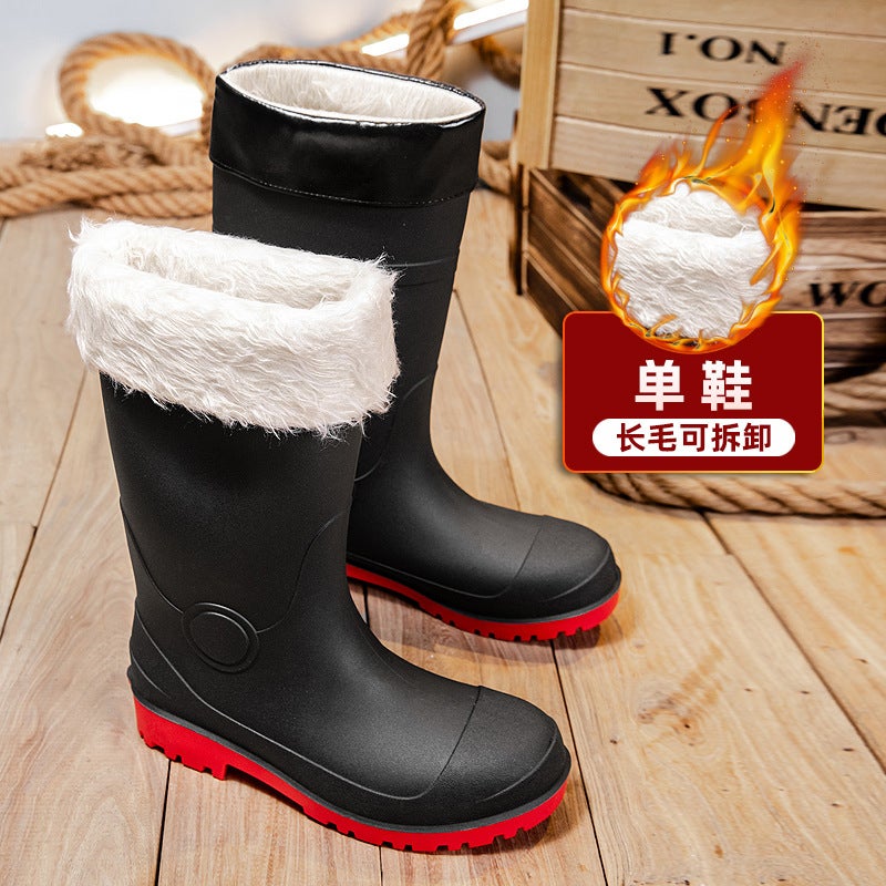 Kuang Jia Steel Head Steel Sole High Rain Boots Men'S Toe Anti-Smash Anti-Puncture Water Boots Labor Protection Construction Site Rubber Shoes Long Water Boots - Image 1