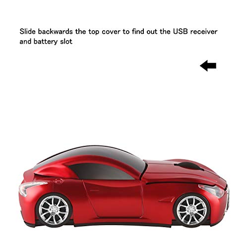 elec Space Cool Sport Car Shape 2.4GHz Wireless Mouse Optical Cordless Mice with USB Receiver for PC Laptop Computer 1600DPI 3 Buttons - Image 5