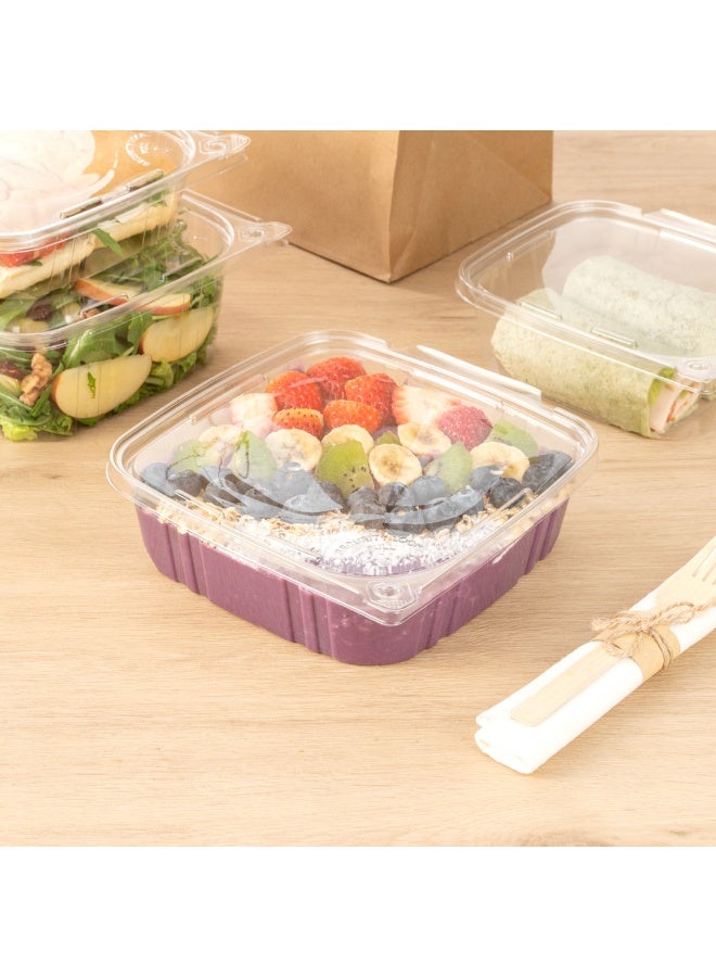 Restaurantware Tamper Tek 48 Ounce Take Out Containers, 100 Tamper-Evident Deli Containers - Hinged Lid, Freezable, Clear Plastic Meal Prep Containers, Disposable, For Carry Out Or Lunches - Image 3