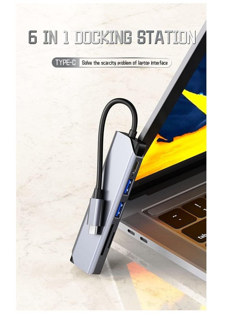 USB C Hub Multiport Adapter 6 in 1 Type C Hub with 4K HDMI USB 3.0 Data Transfer, 87W Power Deliver(PD), - Image 3