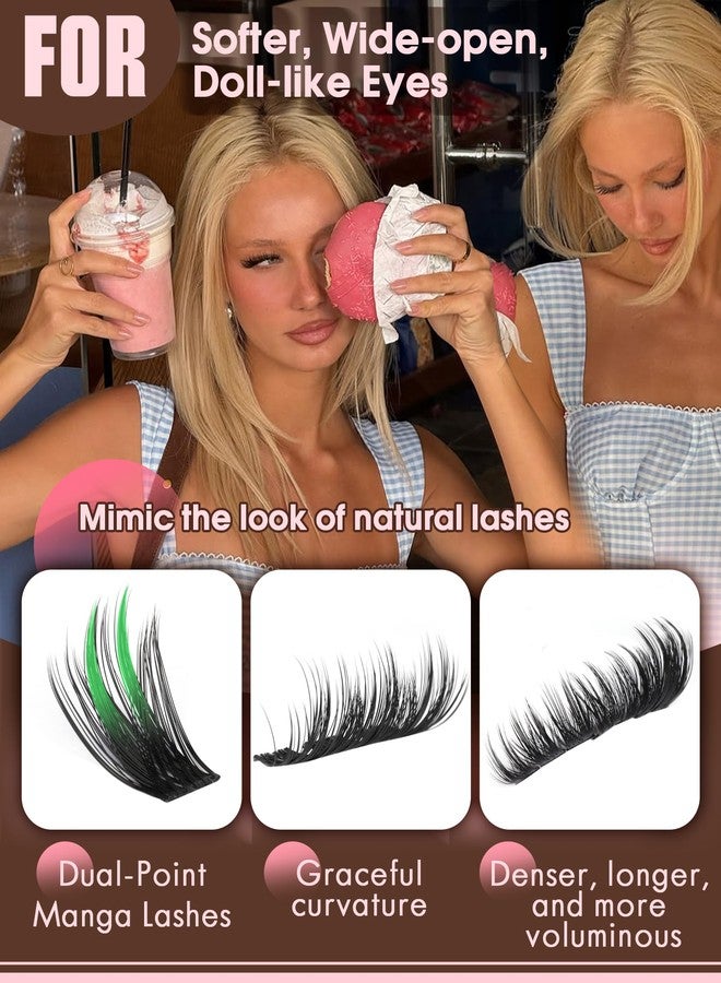 Goddvenus Wispy Manga Lash Clusters Natural Eyelash Clusters Fairy Cluster Eyelash Extensions Anime Individual Lashes C Curl Lash Extension Waterproof DIY Eye Lashes Cluster - Image 4
