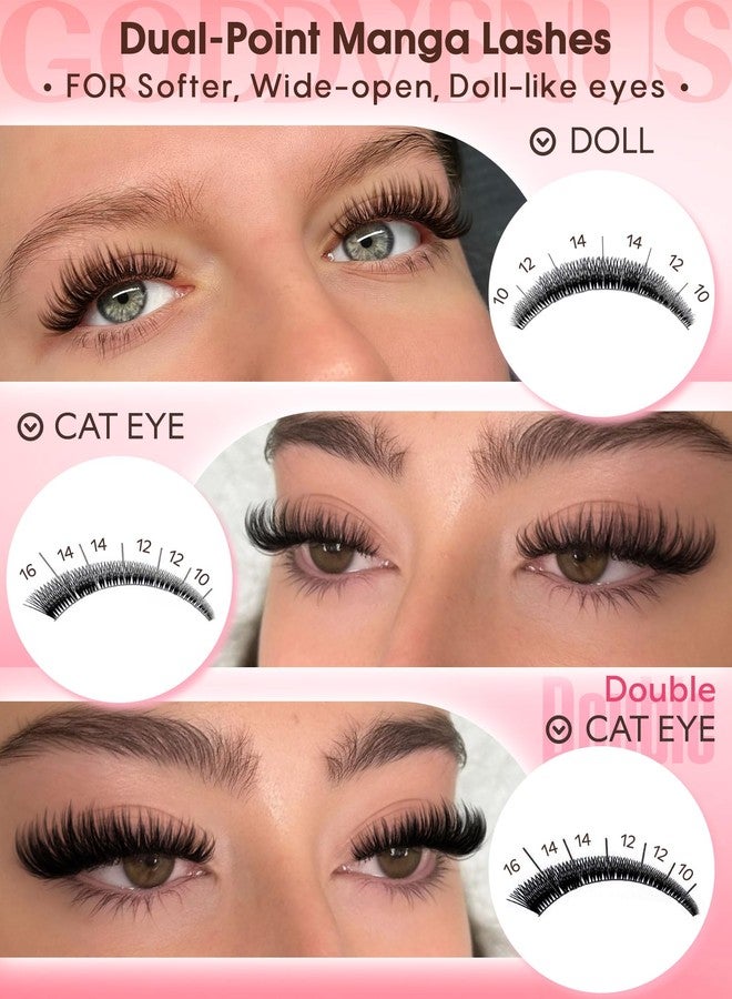 Goddvenus Wispy Manga Lash Clusters Natural Eyelash Clusters Fairy Cluster Eyelash Extensions Anime Individual Lashes C Curl Lash Extension Waterproof DIY Eye Lashes Cluster - Image 3