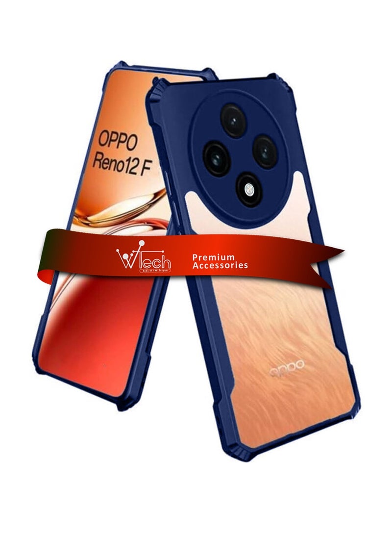 دبليو تيك Oppo Reno12 F 4G / 5G 2024 Hybrid TPU سيليكون مع مصدات درع مرتفعة غطاء نحيف - أزرق كحلي - Image 1