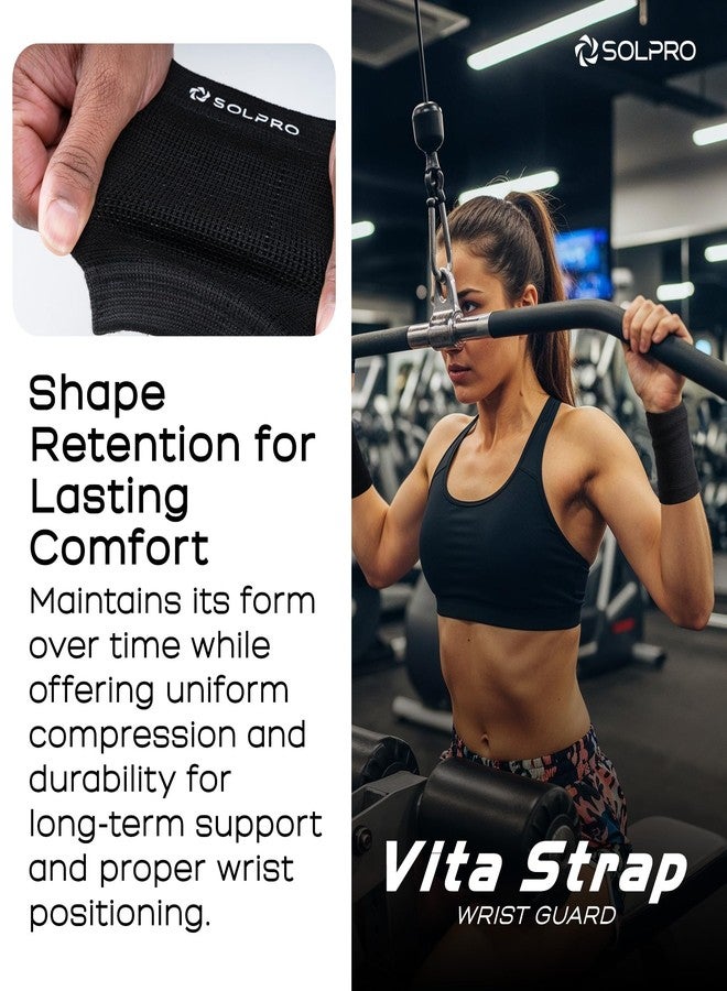 Solpro Vita Strap Wrist Guard for Men & Women | Joint Stabiliser for All Sports, Gym & Rehab Workouts | Joint Pain Relief for Active Lifestyle Injury Recovery & Arthritis (Black) - Image 5