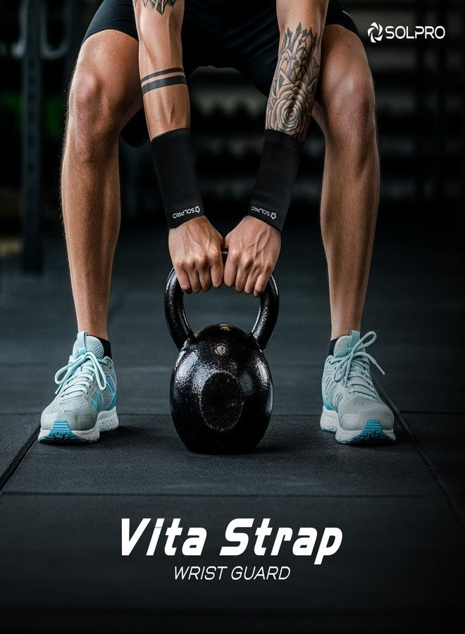Solpro Vita Strap Wrist Guard for Men & Women | Joint Stabiliser for All Sports, Gym & Rehab Workouts | Joint Pain Relief for Active Lifestyle Injury Recovery & Arthritis (Black) - Image 2