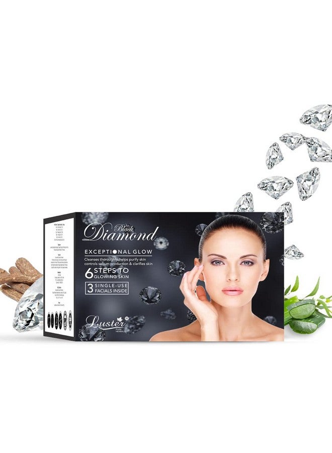 Luster Black Diamond Exceptional Glow Facial Kit | 6 Step Facial Kit | For Purify Skin & Deep Cleansing | Facial Kit for Women & Men | All Skin Types (Paraben & Sulfate Free) - 120ml - Image 1