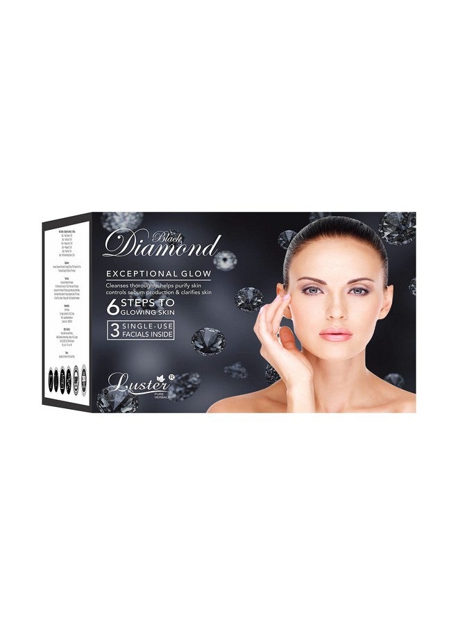 Luster Black Diamond Exceptional Glow Facial Kit | 6 Step Facial Kit | For Purify Skin & Deep Cleansing | Facial Kit for Women & Men | All Skin Types (Paraben & Sulfate Free) - 120ml - Image 2