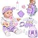 DOTVOSY 12 Flower Pattern Baby Doll With Backpack Carrier Can Store Clothes and Accessories12 Inch Baby Dolls Set In Gift Box With Hanky Pacifier Bottle Pretend Baby Care Toy For Girl Child Toddler 3 Gifts - Image 2