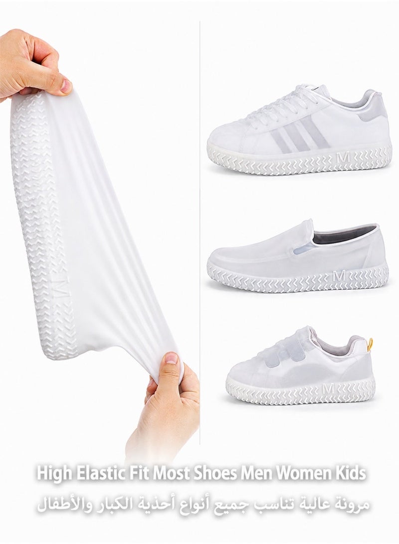 Silicone Waterproof Shoe Covers, Anti-slip Reusable Overshoes, Foldable Shoe Protectors for Outdoor Cycling, Camping, Gardening, Men Women Kids (Large, White) - Image 4
