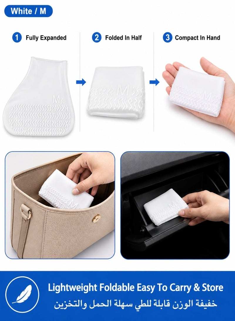 Silicone Waterproof Shoe Covers, Anti-slip Reusable Overshoes, Foldable Shoe Protectors for Outdoor Cycling, Camping, Gardening, Men Women Kids (Large, White) - Image 5