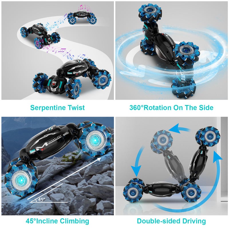 Fosgoit RC Cars, Gesture Sensing Stunt Car Toys for Boys Girls 6-12 Year Old, 2.4Ghz 4WD Hand Remote Control Toy 360Â° Rotate Transform Off-Road Drift with Lights Music, Birthday Xmas Gifts for Kids - Image 3