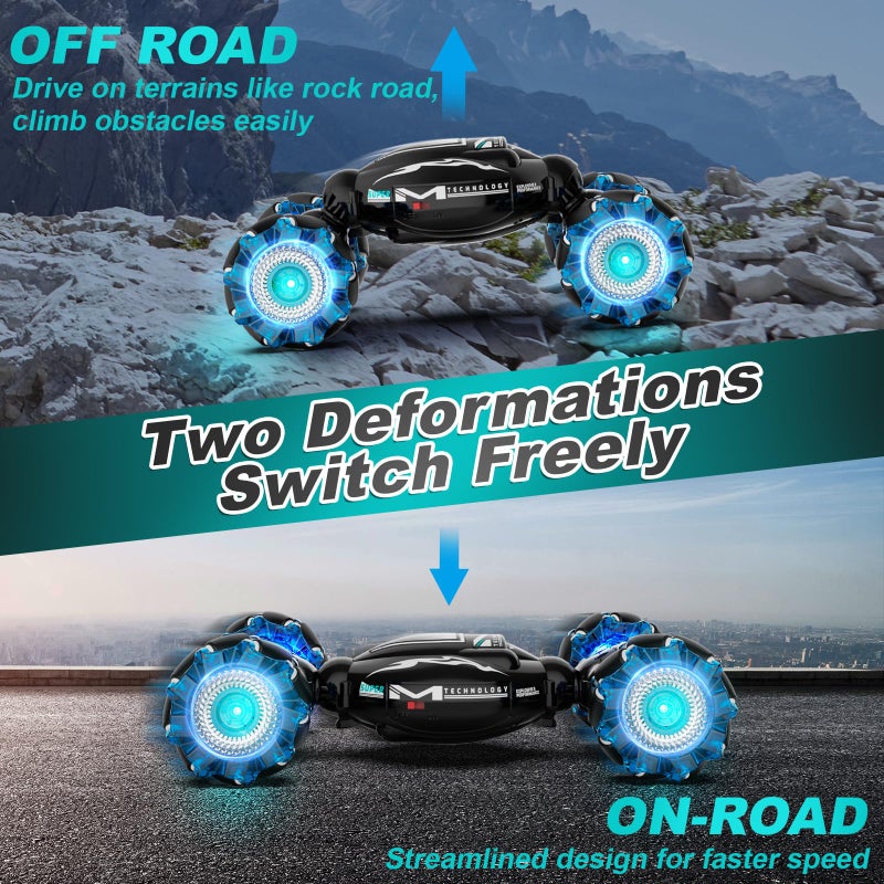 Fosgoit RC Cars, Gesture Sensing Stunt Car Toys for Boys Girls 6-12 Year Old, 2.4Ghz 4WD Hand Remote Control Toy 360Â° Rotate Transform Off-Road Drift with Lights Music, Birthday Xmas Gifts for Kids - Image 2