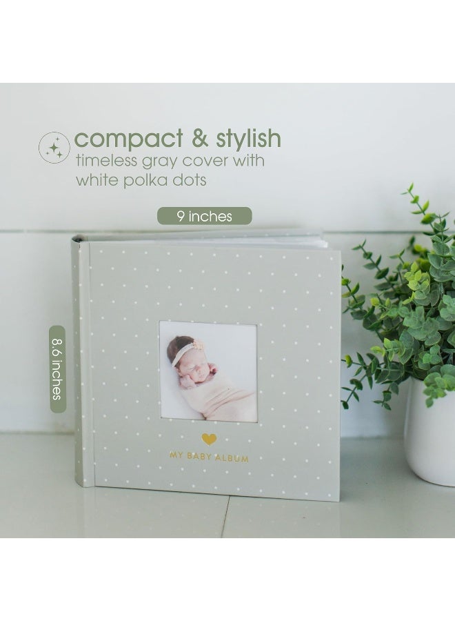 Pearhead Baby Photo Album, Book Keepsake For New And Expecting Parents, Gender-Neutral Accessory, Gray White Polka Dot - Image 4