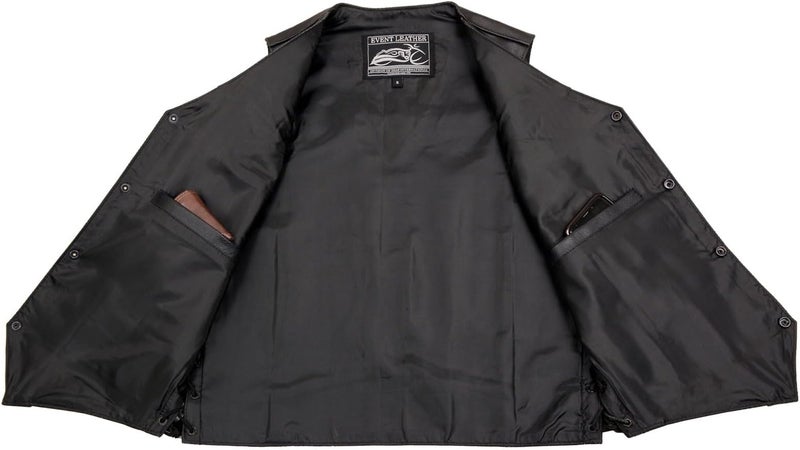 EVENT LEATHER سترة جلدية للدراجات النارية للرجال، موديل EL5315، لون أسود، مزودة بتفاصيل من الدانتيل على الجوانب – مناسبة لنوادي ركوب الدراجات النارية (مقاسات as1، alpha، 3x_l، نموذج عادي) - Image 5