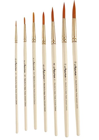 Arora Round Synthetic Hair Brush Set of 7 Piece for Watercolor and Acrylic Painting(Wood) - pzsku/Z10B475CF0726F6DFEEAEZ/45/_/1742289300/d560bfe6-769c-420a-b327-dfd250755438