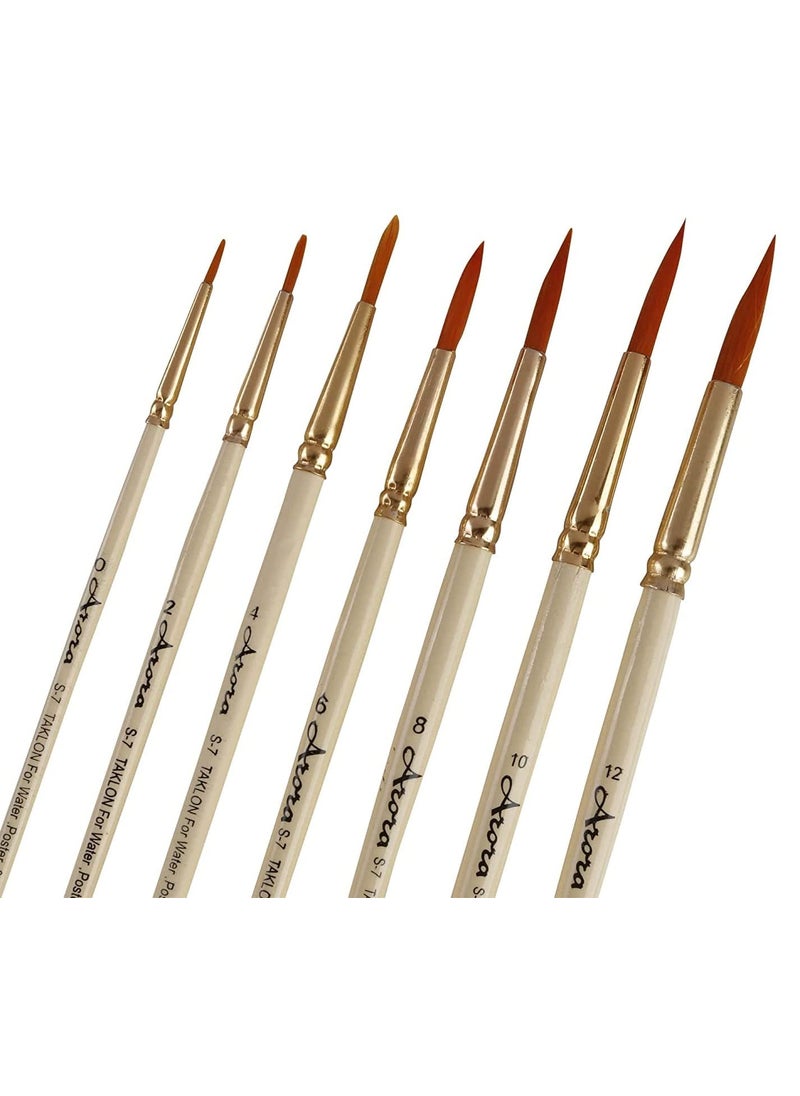 Arora Arora Round Synthetic Hair Brush Set of 7 Piece for Watercolor and Acrylic Painting(Wood)  - Image 2