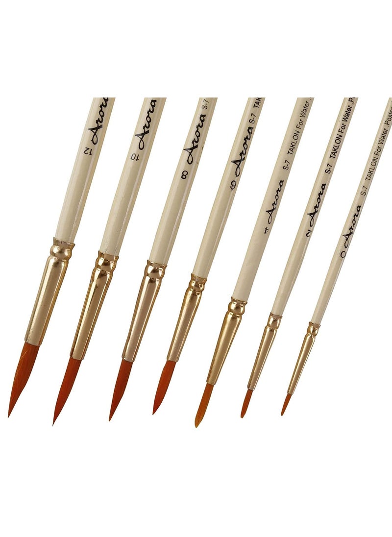 Arora Arora Round Synthetic Hair Brush Set of 7 Piece for Watercolor and Acrylic Painting(Wood)  - Image 3