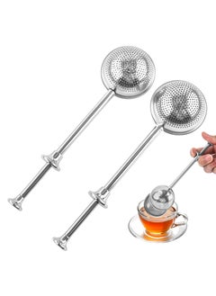 Tea Infuser, Stainless Steel Tea Strainer Mesh Ball Shape Tea Filter for loose tea leaves, 2 pieces, silver