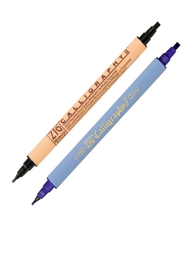 Zig Calligraphy Marker Pack of 2 - TC-3100 Black Marker & MS-3500 Black Marker | Dual Tip Size 2.0mm & 3.5mm Lettering Pens for Calligraphy & Card Making and much more | Country of origin Japan - Image 1