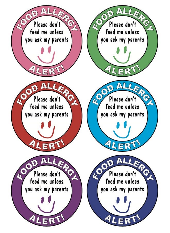 Kids Allergy Sticker, 2 inch 60pcs Colored Children Food Allergen Warning Stickers for Kids Stickers Baby Allergies Signs