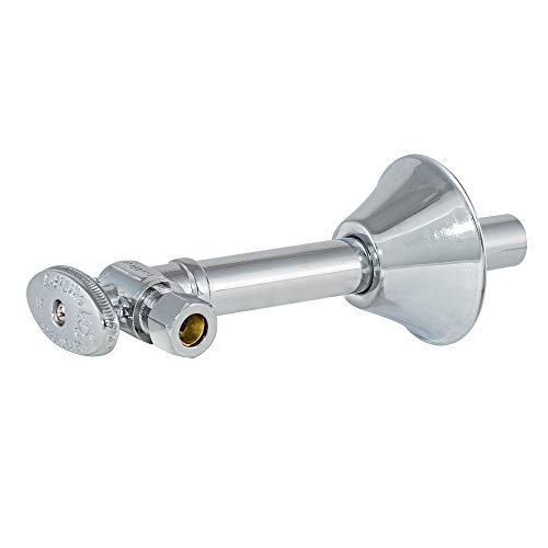 Eastman 12 inch Sweat x 38 inch OD Compression Quarter Turn Angle Stop Valve with Extension Tube Brass Plumbing Fitting Chrome 10742LF