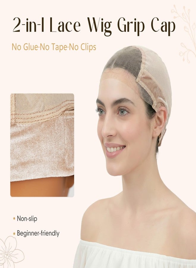 Dansama Wig Grip Cap for Women, 2 Pack Glueless Lace Wig Cap with Adjustable Non-Slip Band, Secure & Breathable for Lace Front Wigs (Nude) - Image 2