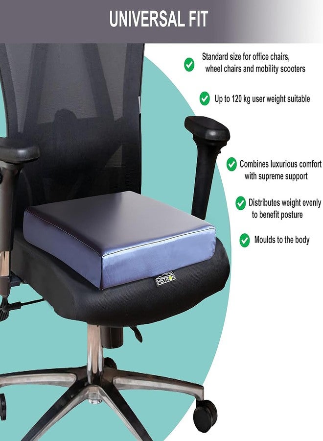 METRON Orthopedic Memory Foam Seat Cushion for Chair & Wheelchair | Pressure Relief Foam Pad with Anti-Slip Waterproof Cover | Chair Gadda for Office, Car & Long Sitting Comfort - Image 4