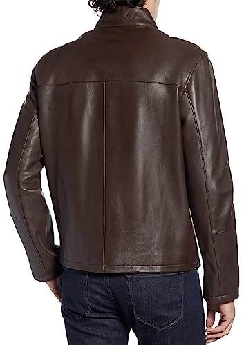 Cole Haan Men's Smooth Lamb Leather Moto Jacket, Java, Medium - Image 2