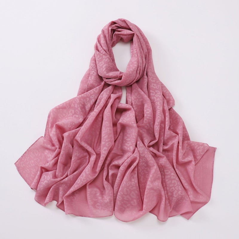 New Pearl Chiffon Leopard Scarf Hijab Peach pollen