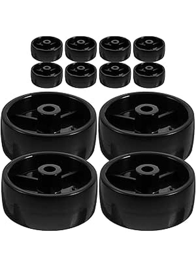 2 Inch Black PP Solid Rubber Wheels 12 Pack Lawn Mower Replacement Casters for Garden Equipment - Image 1