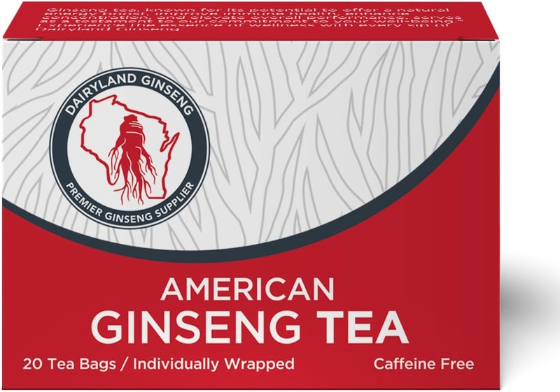 Dairyland Management LLC All Natural Pure American Ginseng Tea 20 CT Potent Ground American Ginseng Root No Fillers Binders or Other Additives - Image 1