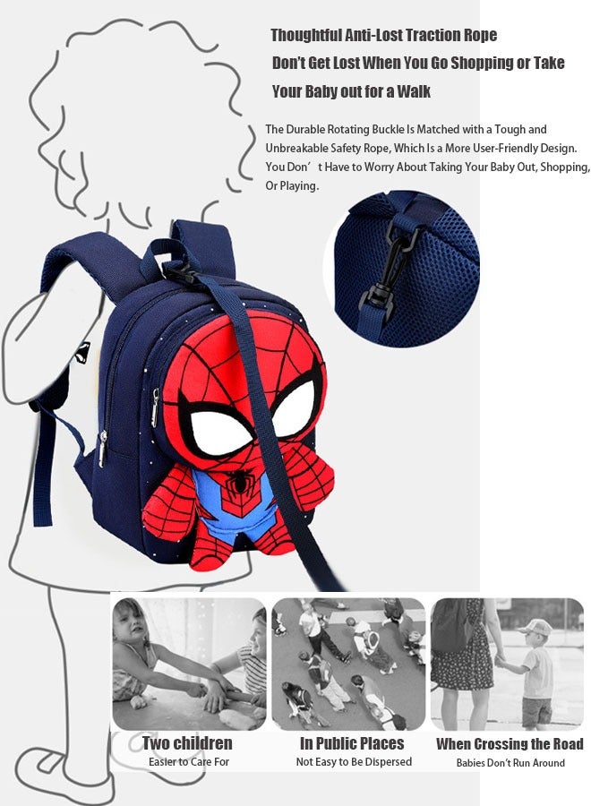 حقيبة مدرسية للأطفال مزودة بحبل مضاد للضياع، حقيبة مدرسية صغيرة للأطفال، حقيبة ظهر مقاومة للضياع ومقاومة للماء (ب) - Image 2