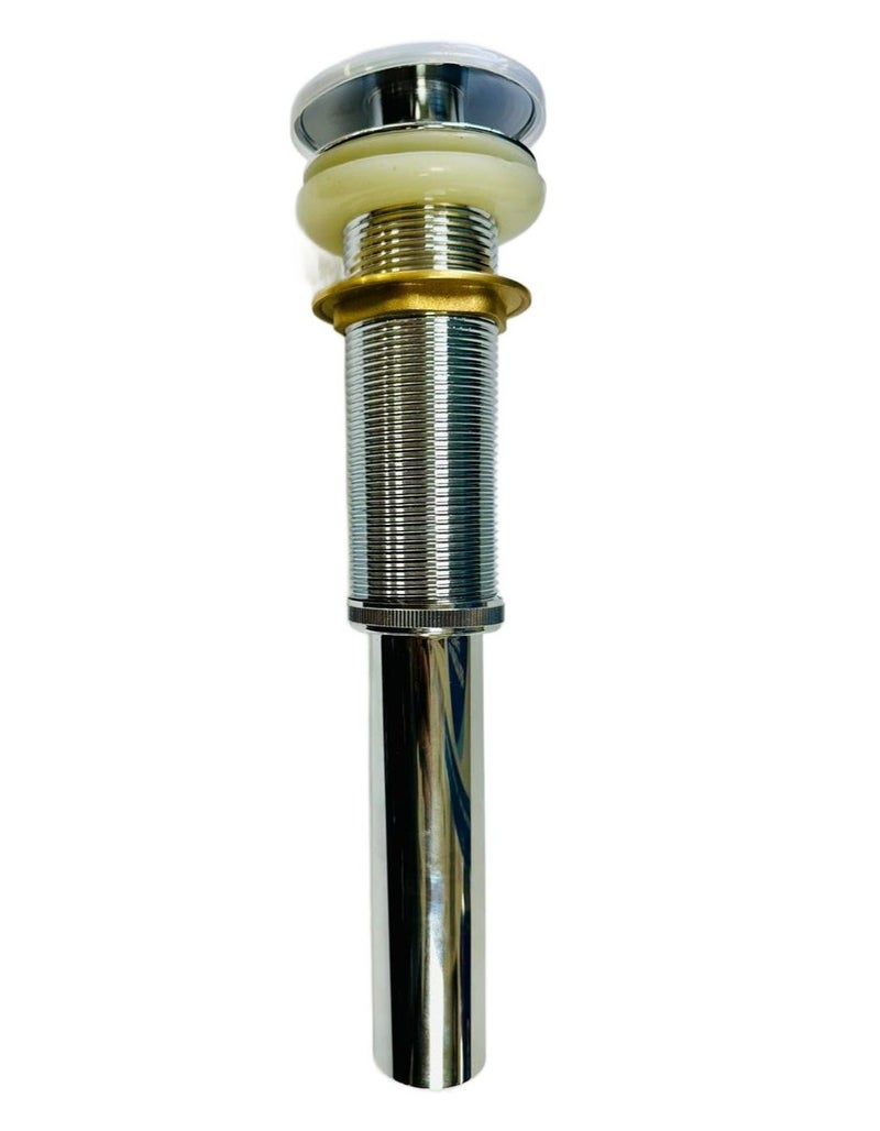 Oceanic 1 1/4" Pop-Up Waste – Long Full Thread Brass Drain for Bathroom Wash Basin, Chrome Finish