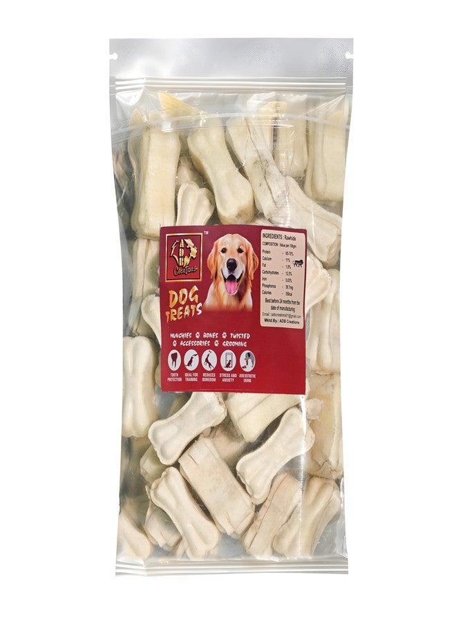 ADB Creations - Chicken Flavor Rawhide Bones for Dogs 2 Inch Calcium Dog Bones | Dog Chew Bone for Dogs, Puppies, Small Dogs & All Breeds | Healthy Bones for Dogs to Chew | 60 Pieces - Image 1