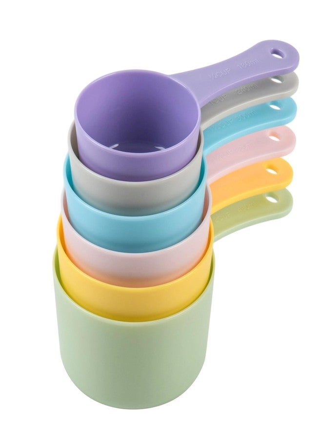 Smithcraft مجموعة أكواب قياس سميثكرافت، 6 قطع، مجموعة أكواب قياس بلاستيكية ملونة، أكواب قياس كبيرة الحجم بالوحدات المترية والأمريكية، أكواب قياس جافة لطيفة للمطبخ والخبز، كوب قياس للطبخ بسعة 3/4 و 2 كوب - Image 2