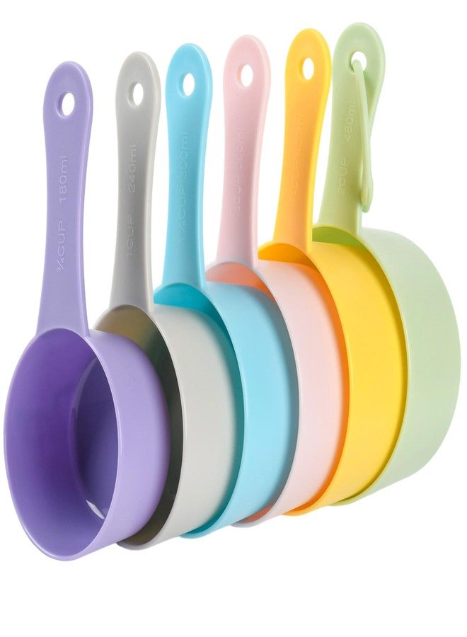 Smithcraft مجموعة أكواب قياس سميثكرافت، 6 قطع، مجموعة أكواب قياس بلاستيكية ملونة، أكواب قياس كبيرة الحجم بالوحدات المترية والأمريكية، أكواب قياس جافة لطيفة للمطبخ والخبز، كوب قياس للطبخ بسعة 3/4 و 2 كوب - Image 1