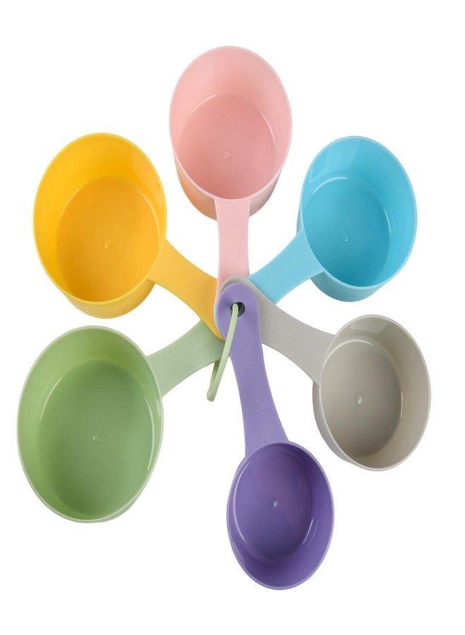 Smithcraft مجموعة أكواب قياس سميثكرافت، 6 قطع، مجموعة أكواب قياس بلاستيكية ملونة، أكواب قياس كبيرة الحجم بالوحدات المترية والأمريكية، أكواب قياس جافة لطيفة للمطبخ والخبز، كوب قياس للطبخ بسعة 3/4 و 2 كوب - Image 4