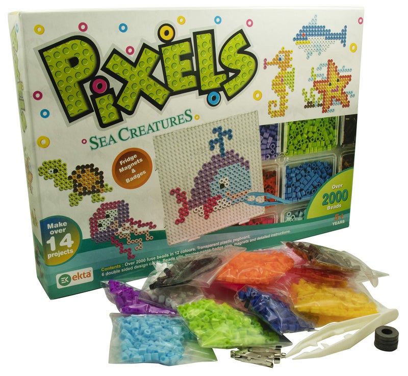 EKTA Pixels Sea Creature Fridge Magnets Badges Making KIT for Children Creativity - Image 3