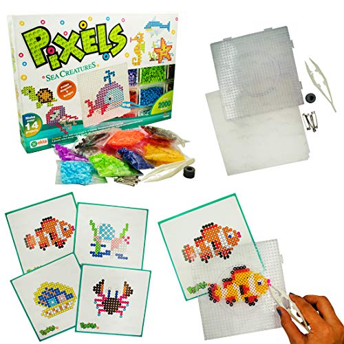 EKTA Pixels Sea Creature Fridge Magnets Badges Making KIT for Children Creativity - Image 1