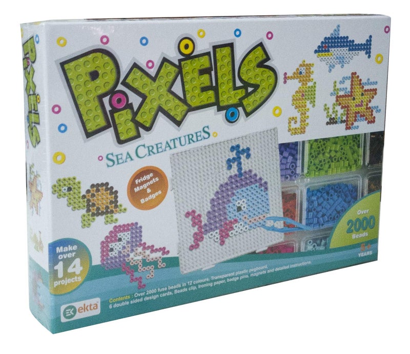 EKTA Pixels Sea Creature Fridge Magnets Badges Making KIT for Children Creativity - Image 2