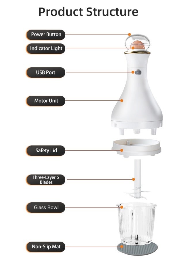 Zcheer Wireless Electric Baby Food Processor Multi-Functional Meat Grinder Blender 4 Bowls with Dual Blades Portable USB Rechargeable 304 Stainless Steel & Thick Glass Multi Food Chopper For Baby Food, Meat, Spices, Vegetables, Fruits And Nuts - Image 4