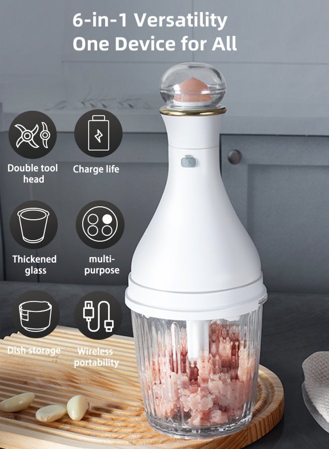 Zcheer Wireless Electric Baby Food Processor Multi-Functional Meat Grinder Blender 4 Bowls with Dual Blades Portable USB Rechargeable 304 Stainless Steel & Thick Glass Multi Food Chopper For Baby Food, Meat, Spices, Vegetables, Fruits And Nuts - Image 2