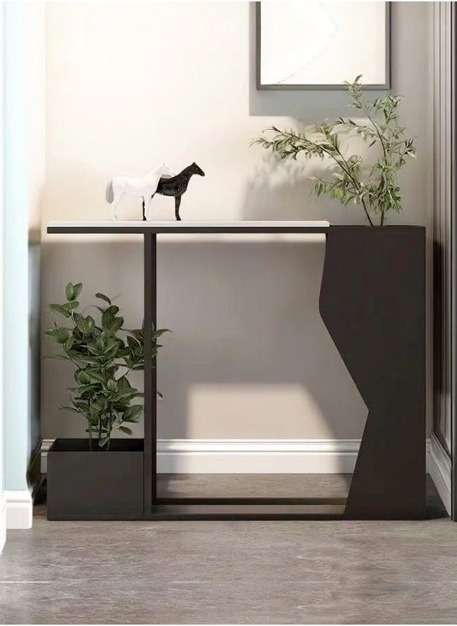 C&C Home Multipurpose Use Modern Artistic Metal Frame Design Console Table Hallway Entry Table Narrow Sofa Side Table Entrance Wall Shelf Display Porch Table with Built in Plant Pot and Decorative Lamp Bands for Living Room Entryway Corridor 120x25x80 cm  - Image 4