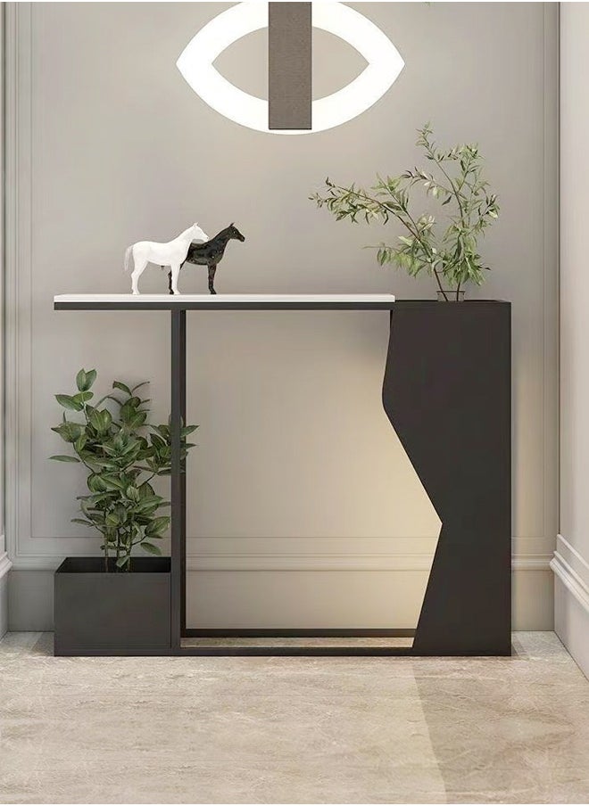 C&C Home Multipurpose Use Modern Artistic Metal Frame Design Console Table Hallway Entry Table Narrow Sofa Side Table Entrance Wall Shelf Display Porch Table with Built in Plant Pot and Decorative Lamp Bands for Living Room Entryway Corridor 120x25x80 cm  - Image 3