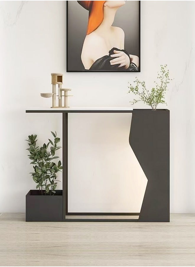 C&C Home Multipurpose Use Modern Artistic Metal Frame Design Console Table Hallway Entry Table Narrow Sofa Side Table Entrance Wall Shelf Display Porch Table with Built in Plant Pot and Decorative Lamp Bands for Living Room Entryway Corridor 120x25x80 cm  - Image 2