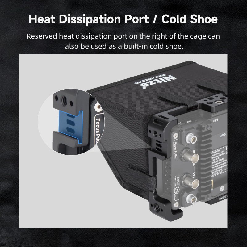 Nitze حامل نيتزي لجهاز PortKeys BM5 III / BM5 III WR / BM5 WR 5.5" مع غطاء شمس وكليب كابل HDMI - JTP2-BM5 - Image 5