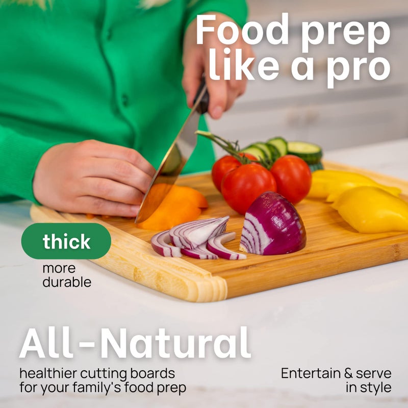 GREENER CHEF 12 Inch Small Bamboo Cutting Board with Lifetime Replacements - Small Wooden Chopping Board for Kitchen, Meat, Vegetables, Cheese, Bread, Charcuterie, and Everyday Food Prep - Image 4